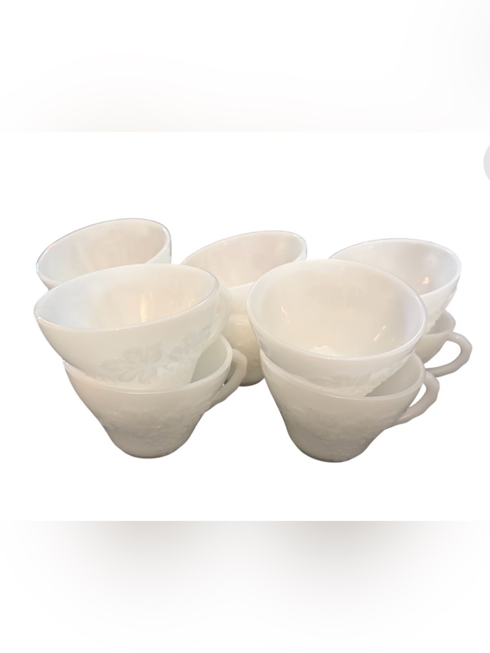 Vintage 1960’s Anchor Hocking Harvest Grape Milk Glass Cups Set of 10